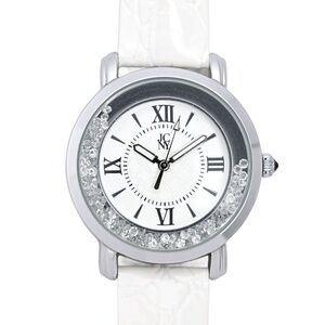 JCNY Ladies White and Diamond Bezel Wrist Watch 37mm